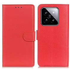 Leather Case Stands Flip Cover Holder A03D for Xiaomi Mi 14 5G Red