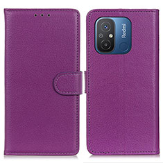 Leather Case Stands Flip Cover Holder A03D for Xiaomi Poco C55 Purple