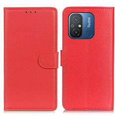 Leather Case Stands Flip Cover Holder A03D for Xiaomi Poco C55 Red
