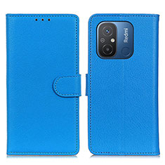 Leather Case Stands Flip Cover Holder A03D for Xiaomi Poco C55 Sky Blue