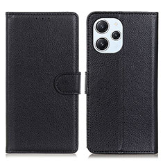 Leather Case Stands Flip Cover Holder A03D for Xiaomi Redmi 12 4G Black