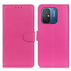 Leather Case Stands Flip Cover Holder A03D for Xiaomi Redmi 12C 4G Hot Pink