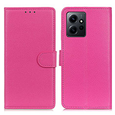 Leather Case Stands Flip Cover Holder A03D for Xiaomi Redmi Note 12 4G Hot Pink