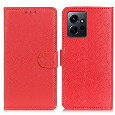 Leather Case Stands Flip Cover Holder A03D for Xiaomi Redmi Note 12 4G Red