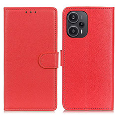 Leather Case Stands Flip Cover Holder A03D for Xiaomi Redmi Note 12 Turbo 5G Red