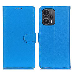 Leather Case Stands Flip Cover Holder A03D for Xiaomi Redmi Note 12 Turbo 5G Sky Blue