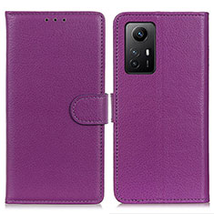 Leather Case Stands Flip Cover Holder A03D for Xiaomi Redmi Note 12S Purple