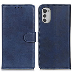 Leather Case Stands Flip Cover Holder A04D for Motorola Moto E32s Blue