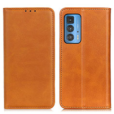Leather Case Stands Flip Cover Holder A04D for Motorola Moto Edge S Pro 5G Light Brown