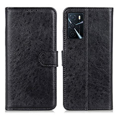 Leather Case Stands Flip Cover Holder A04D for Oppo A16s Black