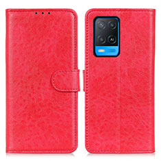 Leather Case Stands Flip Cover Holder A04D for Oppo A54 4G Red