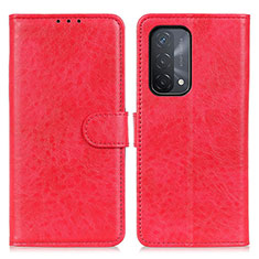 Leather Case Stands Flip Cover Holder A04D for Oppo A54 5G Red