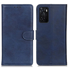 Leather Case Stands Flip Cover Holder A04D for Oppo A55S 5G Blue