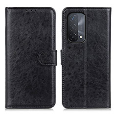 Leather Case Stands Flip Cover Holder A04D for Oppo A74 5G Black