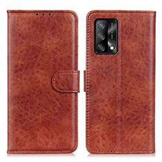 Leather Case Stands Flip Cover Holder A04D for Oppo F19 Brown