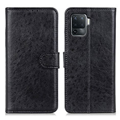 Leather Case Stands Flip Cover Holder A04D for Oppo F19 Pro Black