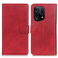 Leather Case Stands Flip Cover Holder A04D for Oppo Find X5 5G Red