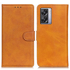 Leather Case Stands Flip Cover Holder A04D for Oppo K10 5G India Brown