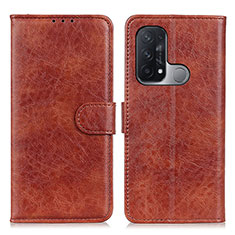 Leather Case Stands Flip Cover Holder A04D for Oppo Reno5 A Brown