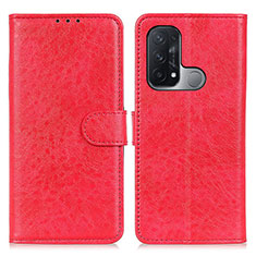 Leather Case Stands Flip Cover Holder A04D for Oppo Reno5 A Red