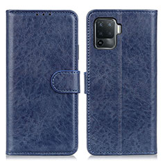 Leather Case Stands Flip Cover Holder A04D for Oppo Reno5 F Blue