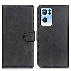 Leather Case Stands Flip Cover Holder A04D for Oppo Reno7 Pro 5G Black