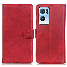 Leather Case Stands Flip Cover Holder A04D for Oppo Reno7 Pro 5G Red