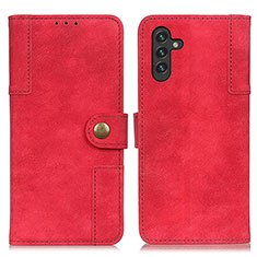 Leather Case Stands Flip Cover Holder A04D for Samsung Galaxy A04s Red