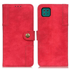 Leather Case Stands Flip Cover Holder A04D for Samsung Galaxy A22 5G Red