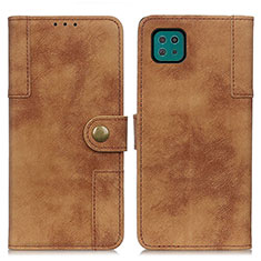 Leather Case Stands Flip Cover Holder A04D for Samsung Galaxy F42 5G Brown
