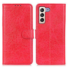 Leather Case Stands Flip Cover Holder A04D for Samsung Galaxy S22 5G Red