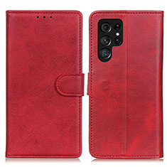 Leather Case Stands Flip Cover Holder A04D for Samsung Galaxy S22 Ultra 5G Red