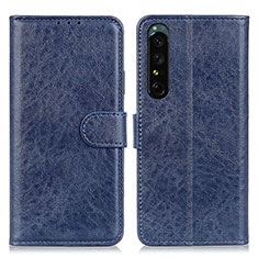 Leather Case Stands Flip Cover Holder A04D for Sony Xperia 1 IV Blue