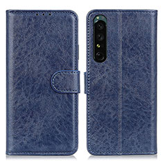 Leather Case Stands Flip Cover Holder A04D for Sony Xperia 1 IV SO-51C Blue