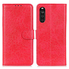 Leather Case Stands Flip Cover Holder A04D for Sony Xperia 10 III Lite Red