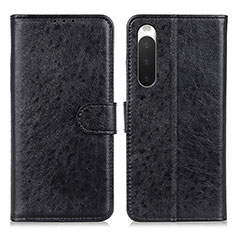 Leather Case Stands Flip Cover Holder A04D for Sony Xperia 10 IV Black