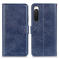 Leather Case Stands Flip Cover Holder A04D for Sony Xperia 10 IV Blue