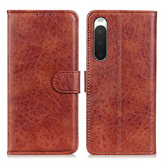 Leather Case Stands Flip Cover Holder A04D for Sony Xperia 10 IV Brown