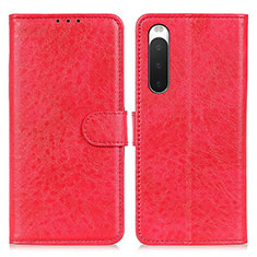 Leather Case Stands Flip Cover Holder A04D for Sony Xperia 10 IV Red