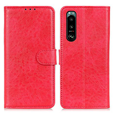 Leather Case Stands Flip Cover Holder A04D for Sony Xperia 5 III SO-53B Red