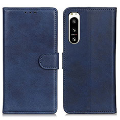 Leather Case Stands Flip Cover Holder A04D for Sony Xperia 5 IV Blue