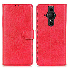 Leather Case Stands Flip Cover Holder A04D for Sony Xperia PRO-I Red