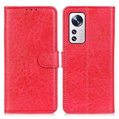 Leather Case Stands Flip Cover Holder A04D for Xiaomi Mi 12 5G Red