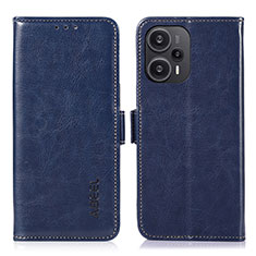 Leather Case Stands Flip Cover Holder A04D for Xiaomi Poco F5 5G Blue