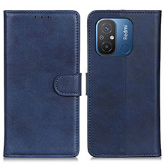 Leather Case Stands Flip Cover Holder A04D for Xiaomi Redmi 12C 4G Blue