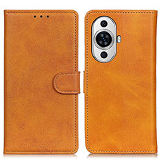 Leather Case Stands Flip Cover Holder A05D for Huawei Nova 11 Brown