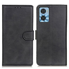 Leather Case Stands Flip Cover Holder A05D for Motorola Moto E22 Black