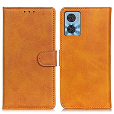 Leather Case Stands Flip Cover Holder A05D for Motorola Moto E22 Brown