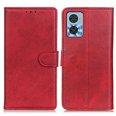 Leather Case Stands Flip Cover Holder A05D for Motorola Moto E22 Red