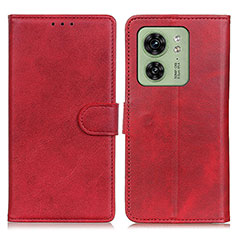 Leather Case Stands Flip Cover Holder A05D for Motorola Moto Edge (2023) 5G Red